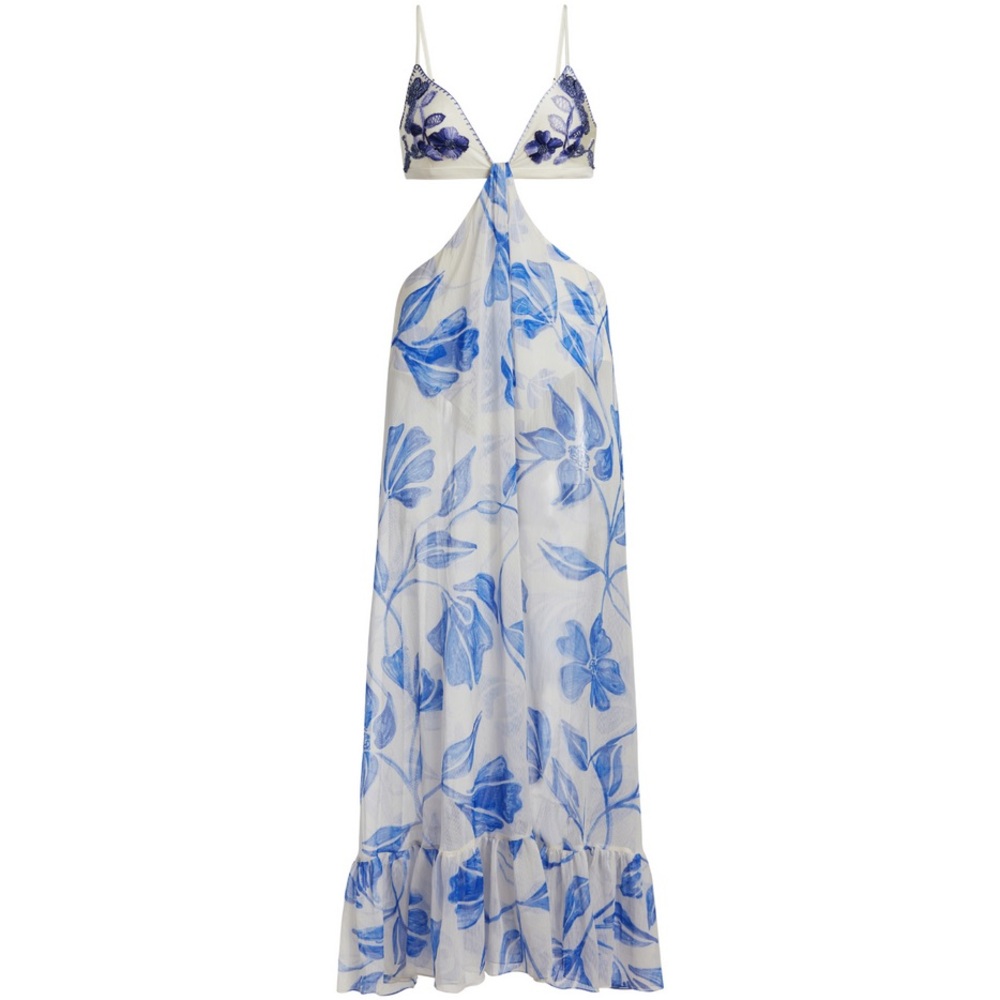 PatBO Nightflower Embroidered Beach Dress in Blue
